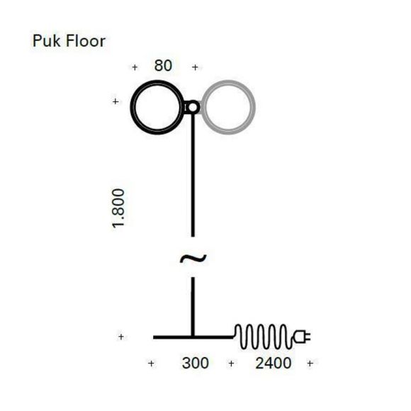 Top Light Standlampe Puk Floor Maxi Single 1-flg in 3 Oberflächen