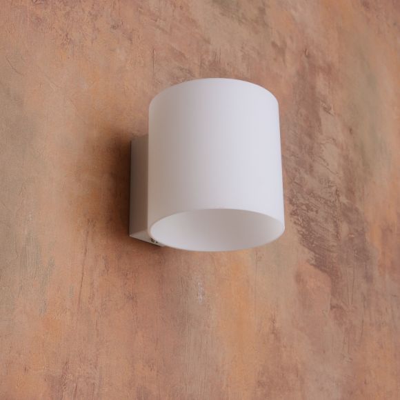 Up & Down Wandleuchte weiß mit satiniertem Glas inkl. 4,5 W LED warmweiß , 10cm, Wandlampe modern für Wohnzimmer oder Flur