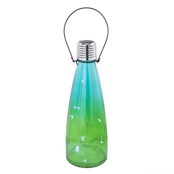 12er Set LED Solarleuchte Dekoleuchte aus Glas dekorative Flaschen 10-flammige Außenleuchte ø 9 cm Schalter, inkl. Akku IP44