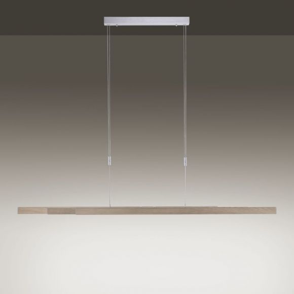 3-flammige höhenverstellbare LED Pendelleuchte in Holzdekor mit Sensordimmer, 3x 14W
