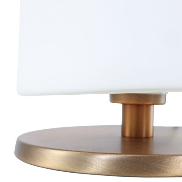 4-stufig dimmbare Tischleuchte mit weißem Glasschirm, Nachttischlampe klassisch, kegelförmig, silber o. bronze, E14