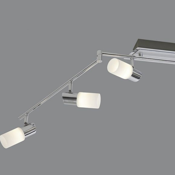 6-flg. LED-Strahlerbalken, schwenkbar, Aluminium und Chrom