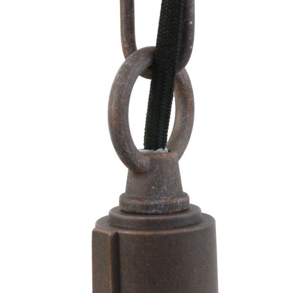 Pendelleuchte im Industrie Stil, 1-flammig, mit Glasschirm und Metallkäfig, höhenverstellbar, E27, braun o. grau
