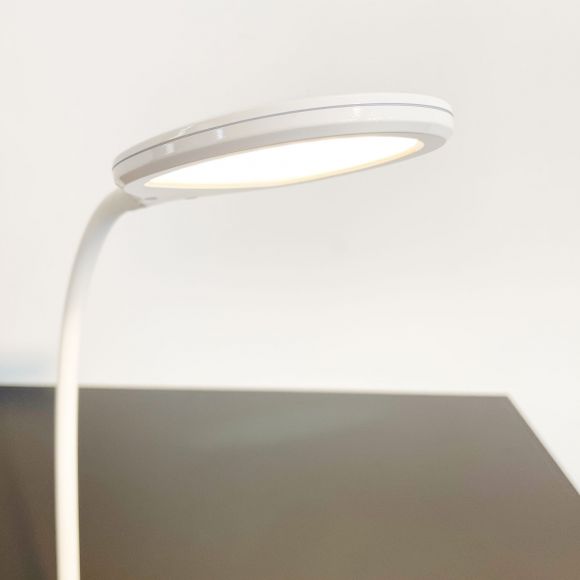 runde LED Tischleuchte Leselampe mit Sensordimmer in weiß oder silber