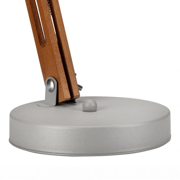 E27 Tischleuchte mit beweglichen Holzgestell skandinavische Tischlampe mit Schalter grau 31 x 44 cm