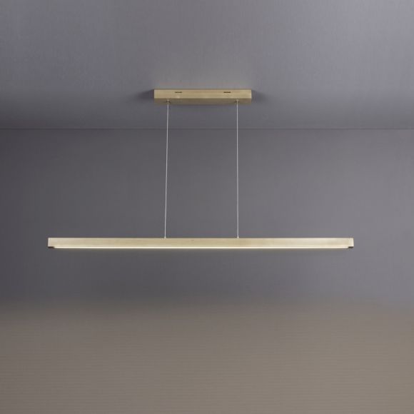 Buche / Nussbaum Holz LED Pendelleuchte Smal für den Esstisch schlichtes skandinavisches Design mit Tochdimmer