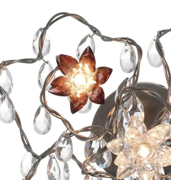 Jewel 5 Deckenleuchte aus Edelstahl mit kristallen Glasanhängern, handgefertigt