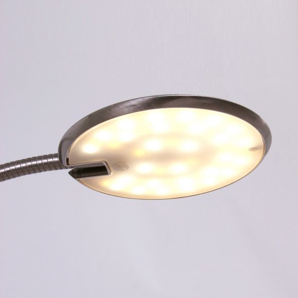 Klassische LED Tischleuchte mit verstellbarem Kopf, silber, Pulsdimmer, CCT - Dim-to-Warm-Funktion, Schreibtischlampe, inkl. LED 6W