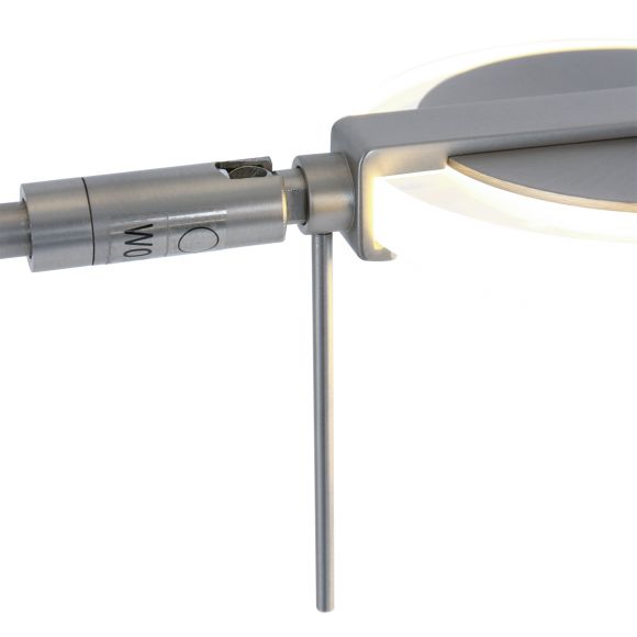 LED Deckenfluter mit schwenkbarem Lesearm, dimmbar per Touchdimmer, silber, inkl. LED 10W + 40 W