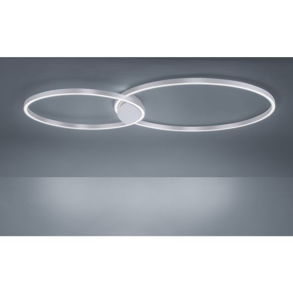 LED Deckenleuchte Q-KATE Ringe, aluminium, Fernbedienung, Smart Home, 124,5cm