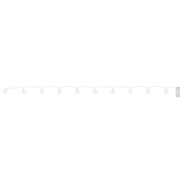 LED Lichterkette mit weißen Schneeflocken Abstand zw. 15cm Zuleitung 30cm Schalter