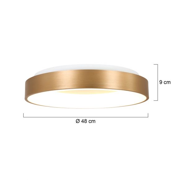 LED runde Deckenleuchte mit Blendschutz in matt gold Deckenlampe 40 Watt Warmweiß ø 48 cm