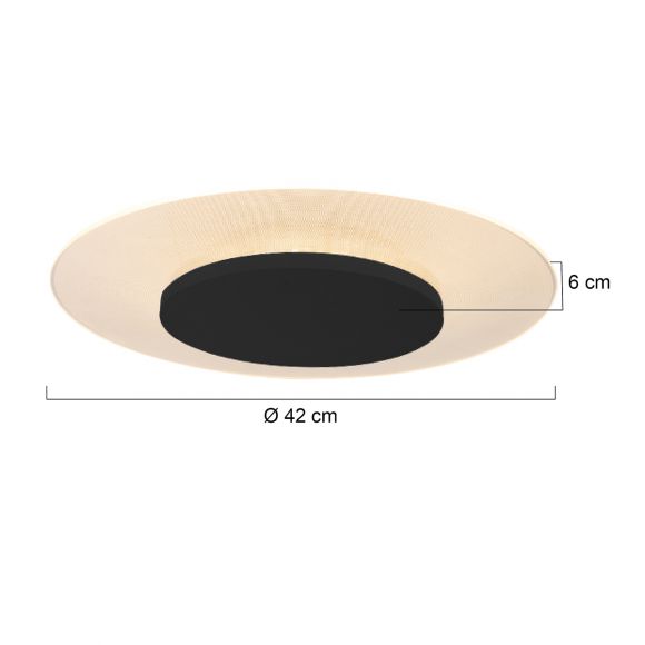 LED runde Deckenleuchte mit gepunktete Glasscheibe matt Deckenlampe schwarz ø 42 cm 12W