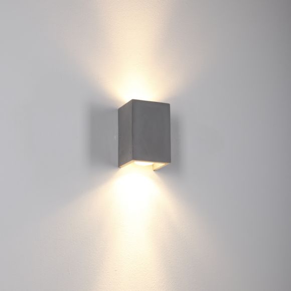 LED Wandleuchte, Beton, Up and down, eckig, 15 cm hoch, LED warmweiß