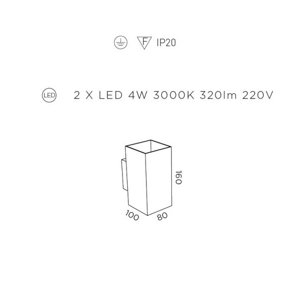 LED-Wandleuchte in Weiß, 2x4Watt LED 3000K, 320lm