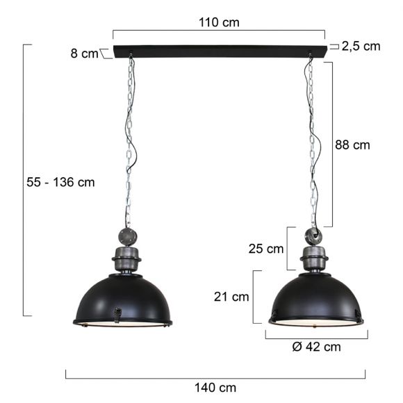 Pendelleuchte Bikkel Duo Ø 42cm aus Metall in schwarz