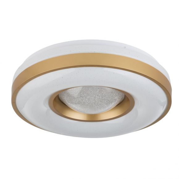 runde LED Deckenleuchte aus Acryl Schirm mit goldenem Ring Sternenhimmel Dekor Deckenlampe gold und ø 41 cm