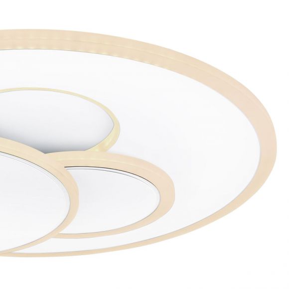 runde LED Deckenleuchte mit CCT-Lichtfarbsteuerung & Fernbedienung & Memory Funktion aus Acryl und Chrom ring3 aufgesetzte Ringe Deckenlampe weiß ø 50 cm