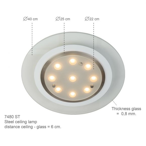 runde LED Deckenleuchte teilsatiniert, Lichtpunkte, transparent weiß, D= 40 cm, inkl. LED 9W