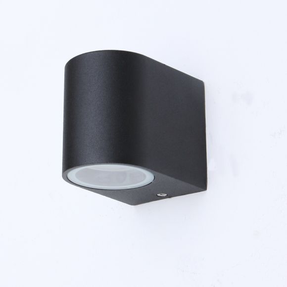 schwarze LED Außen Wandleuchte aus Aluminiumdruckguss, Downlight, robust, inkl. GU10 LED %w warmweiß Außenstrahler