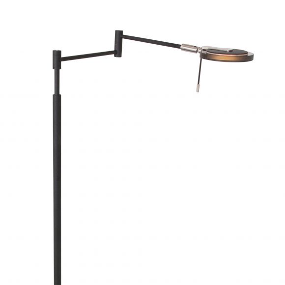 schwenk- und höhenverstellbare LED Stehleuchte dimmbare Leseleuchte schwarz mit Rauchglas Stehlampe Höhe 108-148 cm