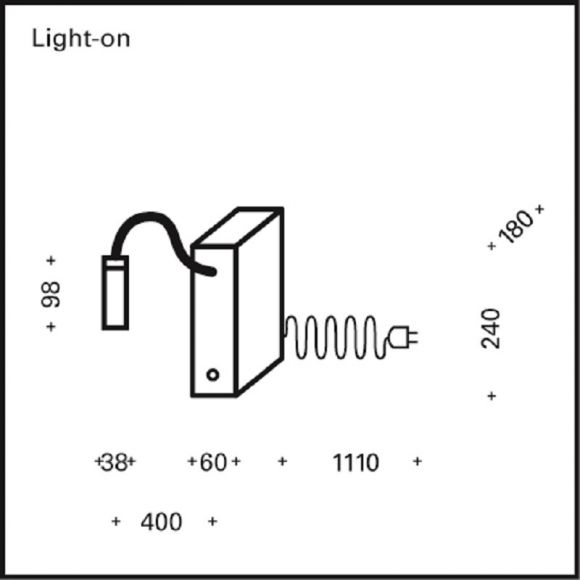 Top Light Buchstütze Light On Granit Optik, Kopf Silk weiß, Flexarm 30cm Nickel-matt