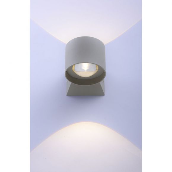2-flammige LED Outdoor Wandleuchte aus Edelstahl in silber, Up & Downlight, IP54