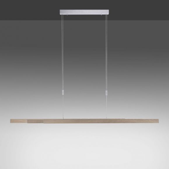 3-flammige höhenverstellbare LED Pendelleuchte in Holzdekor mit Sensordimmer, 3x 14W