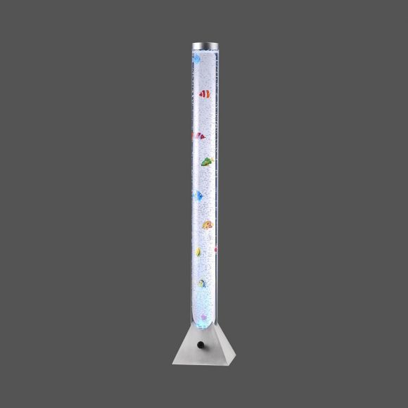 dekorative LED Wassersäule mit 10 bunten Fischen RGB-Farbwechsel mit Luftbläschen-Regulation über Schnurschalter, 120 x 21cm , Wasser-Sprudelsäule | Dekoleuchte