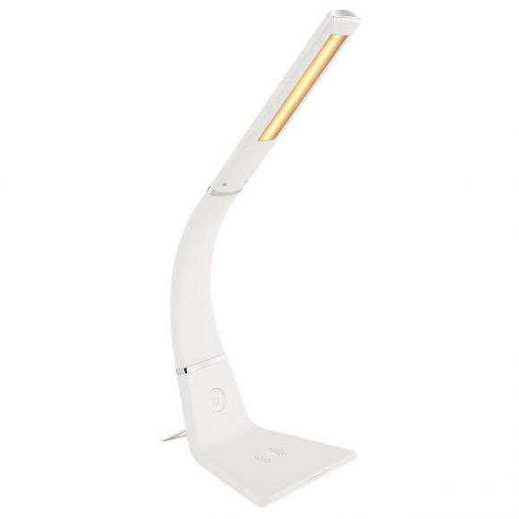 dimmbare schwenkbare LED Tischleuchte mit CCT-LichtfarbsteuerungWireless Charger Kabel 15m Flexo Tischlampe weiß