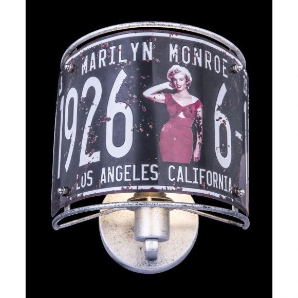 E14 Wandleuchte antik Retro aufwärts mit Dekore: 1 x Monroe Wandlampe silbermetallic