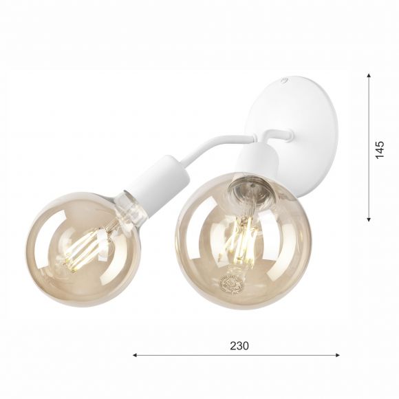 E27 Wandleuchte in 3 Farben erhältlich 2 -flammige Bulb-Leuchte ideal für Filament-Leuchtmittel