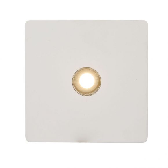 eckige LED Deckenleuchte aus Gips quadratisch 1 Spot flach Deckenlampe weiß Chrom