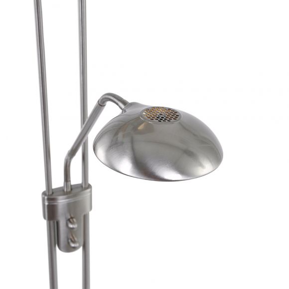 klassischer LED Deckenfluter mit ausrichtbarem Lesearm, dimmbar per Drehdimmer, silber, inkl. LED 23W + 6W