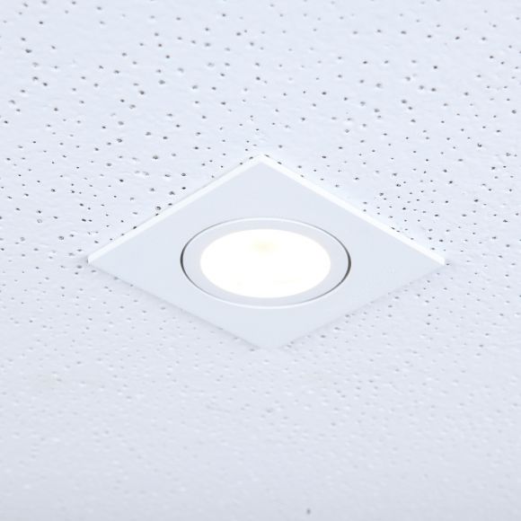 LED Einbauleuchte 3er, weiß, eckig, schwenkbar, inkl. LED 7W, GU10, 8,2x8,2 cm