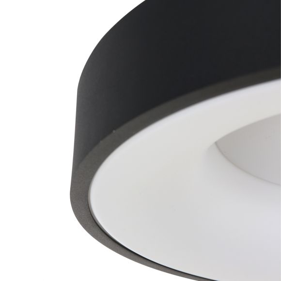 LED runde Deckenleuchte in matt schwarz mit Blendschutz Deckenlampe ø 38 cm 30 Watt Warmweiß