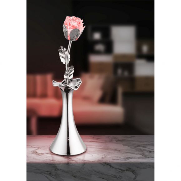 LED Tischleuchte aus Acryl Vase mit Rose Tischlampe Chrom ø 82 cm