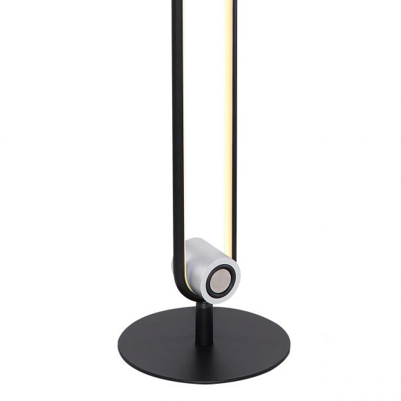 runde LED Stehleuchte matt Sockeloben oval mit 5W Lautsprecher Stehlampe schwarz und Schalter ø 20 cm