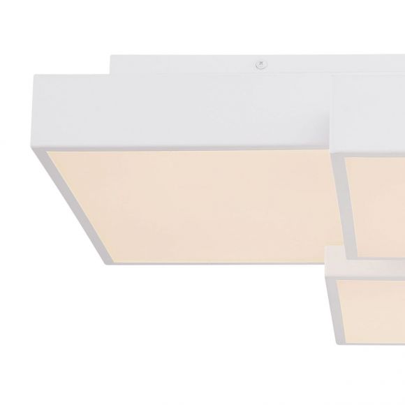Smart Home LED Deckenleuchte mit CCT-Lichtfarbsteuerung & Fernbedienung & Memory Funktion aus Acryl 3 Quadrate übereinander Timer APP Nachtlicht kompatibel mit Google-Home und Alexa Deckenlampe weiß