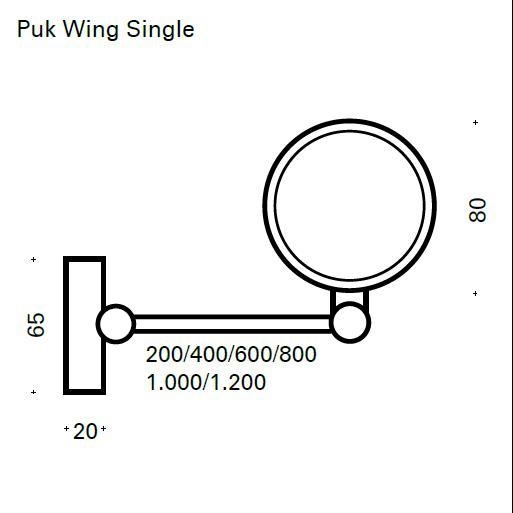 Top Light Wandleuchte Puk Wing Single, Chrom-matt, 20cm