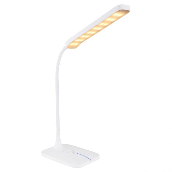 dimmbare eckige LED Tischleuchte Lampe mit Sensor CCT-Lichtfarbsteuerung Sockel rechteckig USB Kabel ohne Adapter Flexo inkl. Akku Tischlampe weiß