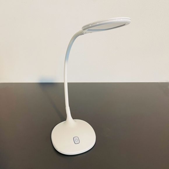 runde LED Tischleuchte Leselampe mit Sensordimmer in weiß oder silber