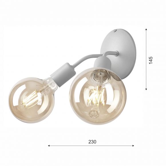 E27 Wandleuchte skandinavische 2 -flammige Wandlampe weiß Bulb-Leuchte 23 x 14.5 cm
