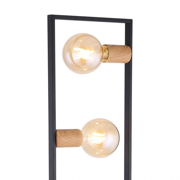 Schalter Stehleuchte 18m ohne aus | Holz Kabel: eckige Stehlampe matt WOHNLICHT rechteckig und 4-flammige schwarz mit Schirm braun E27