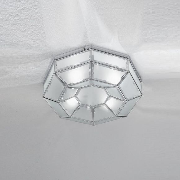 handgefertigte Deckenleuchte mit hochwertigem Kristallglas, Ø 35,5cm in drei edlen Oberflächen wählbar