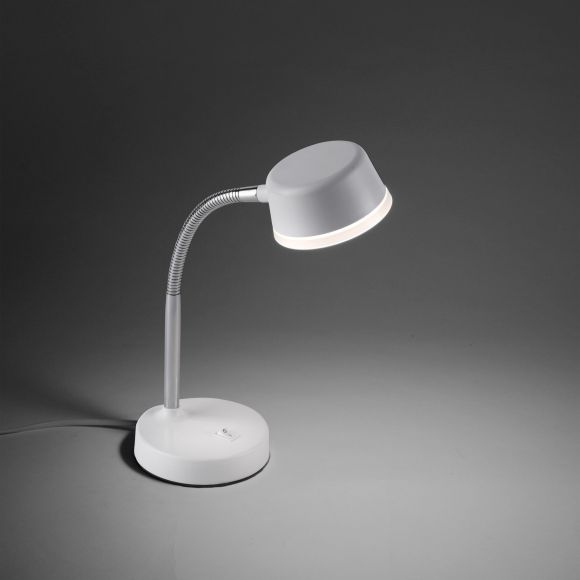 höhenverstellbare runde LED Tischleuchte  matt Tischlampe weiß mit Schalter