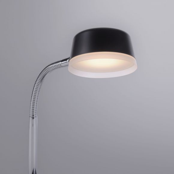 höhenverstellbare runde LED Tischleuchte  matt Tischlampe schwarz mit Schalter