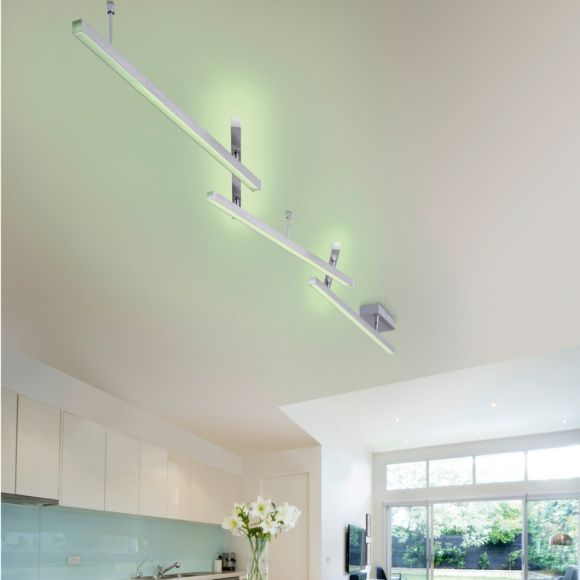 LED Deckenleuchte, L 242 cm, nickel-matt, Smart Home, Fernbedienung,