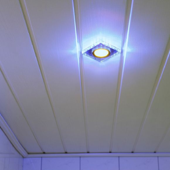 LED Einbaustrahler 3er Set, eckig, LED-Hintergrundlicht blau, 9x9cm
