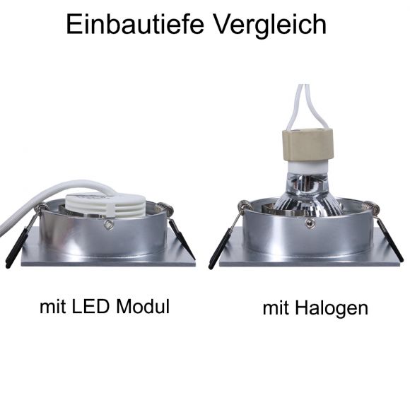 LED Einbaustrahler, 5er Set, Aluminium, eckig, 3-fach switchmo dimmbar